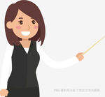 女教师持教鞭授课