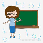 女教师黑板前讲解几何知识
