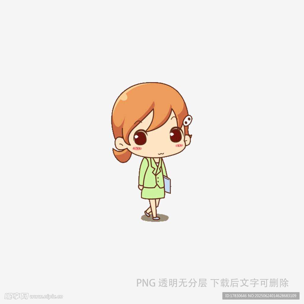 可爱扎辫女孩卡通形象
