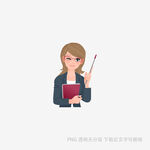 女教师手持教鞭与书本
