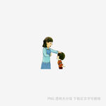 母亲为孩子整理衣物