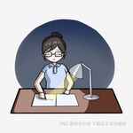 伏案书写的女性