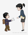 小学生向老师递交作业