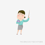 可爱女教师持教鞭授课