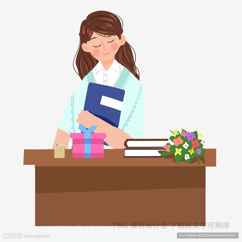教师桌前的温馨礼物场景