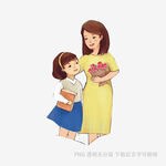 女儿送花给妈妈的温馨时刻