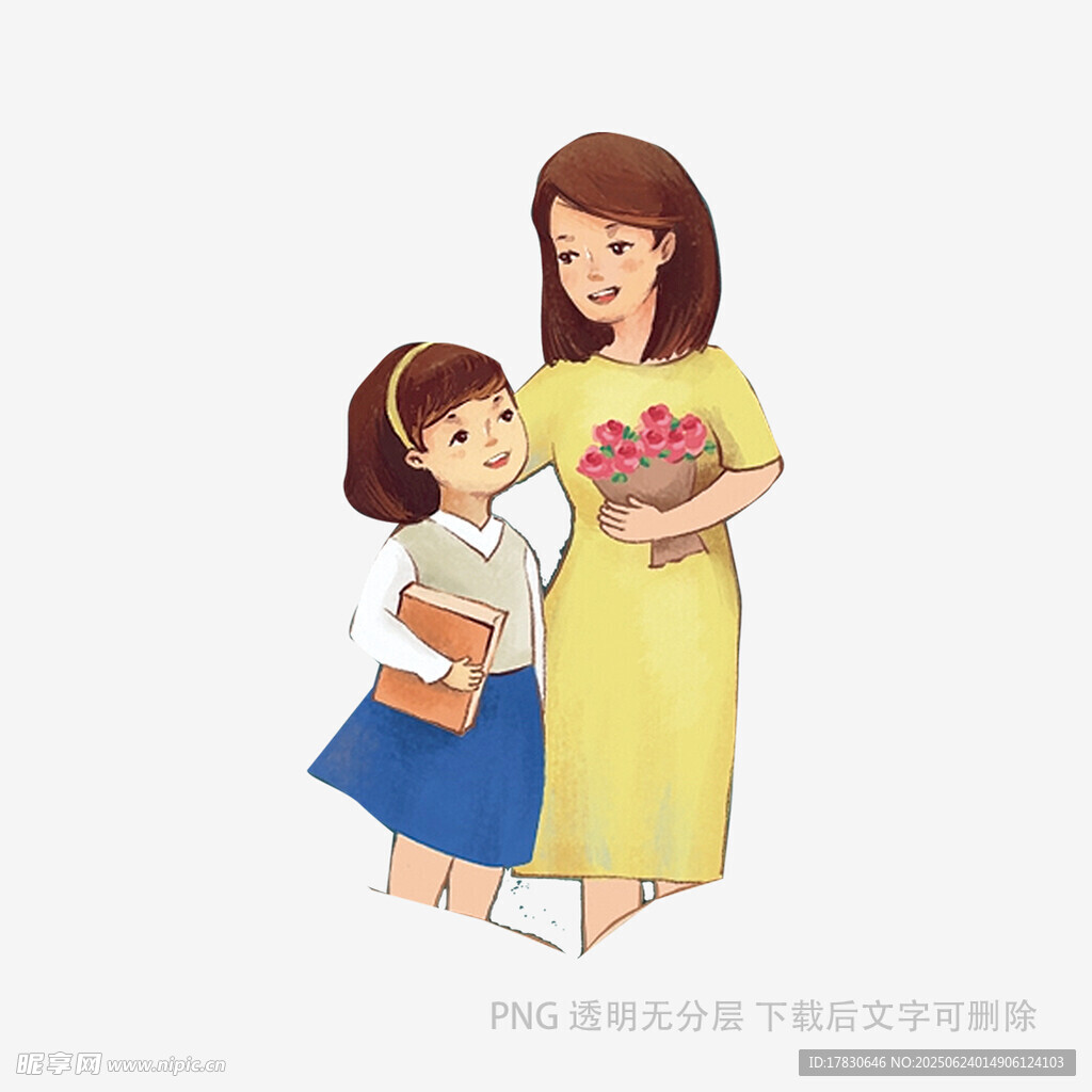 女儿送花给妈妈的温馨时刻