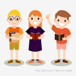 三个孩子手持书本很开心