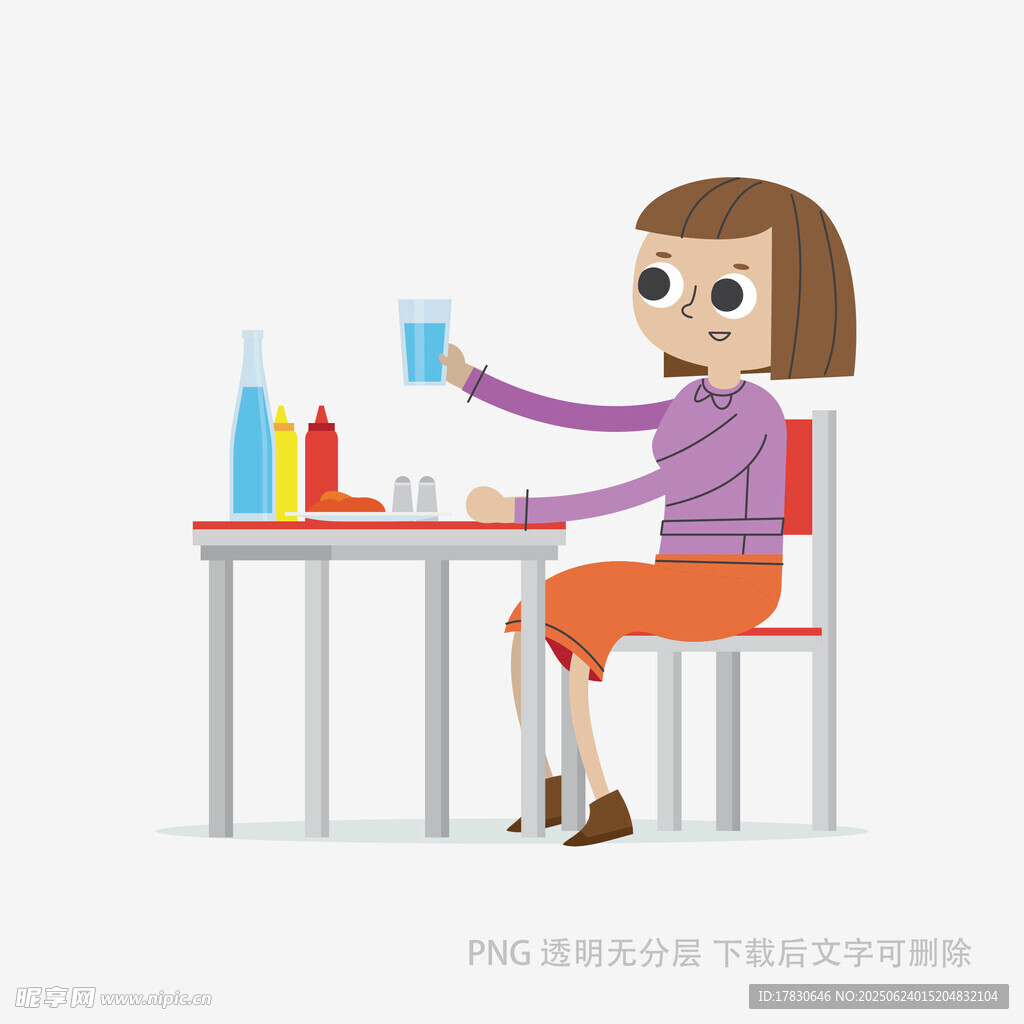 女孩桌边手持杯子喝饮品