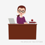 女教师伏案办公场景