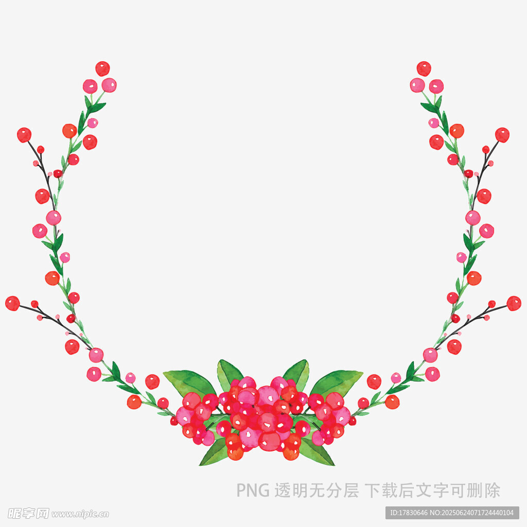 粉色花朵花环装饰图案