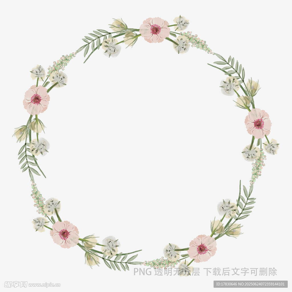 粉色花朵花环装饰图案