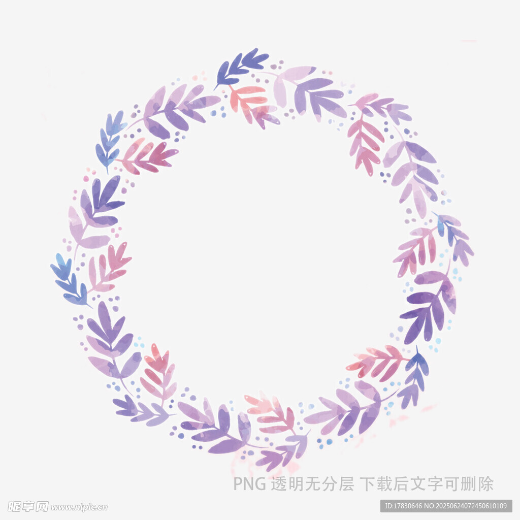 手绘彩色花卉花环图案