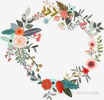 手绘花卉花环装饰图案