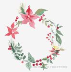 手绘花卉花环装饰图案