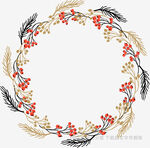 手绘花卉环形装饰图案