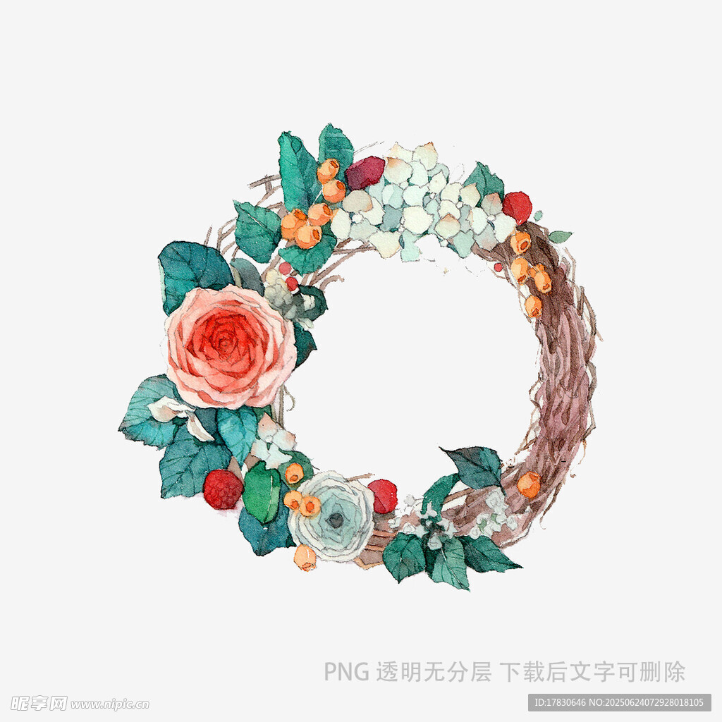 花卉编织的精美环形装饰