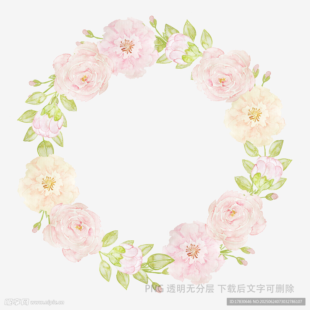 粉色花卉花环图案设计