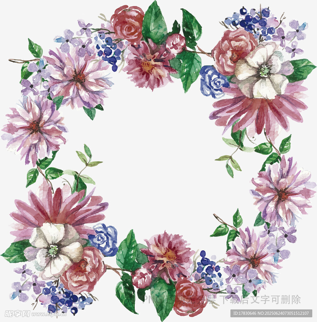 花卉环绕的精美装饰图案