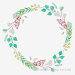 手绘清新植物花环图案