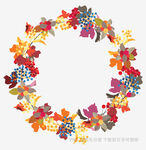 多彩花卉花环图案设计
