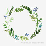 手绘清新花环水彩插画