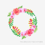 手绘多彩花卉花环图案