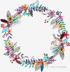 彩色花卉花环装饰图案