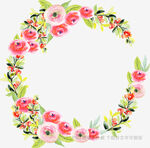 手绘花卉环形装饰图案