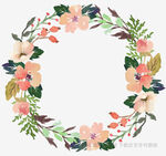 手绘花卉花环装饰图案