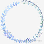 蓝色水彩花卉圆形花环