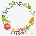 手绘花卉环形装饰图案