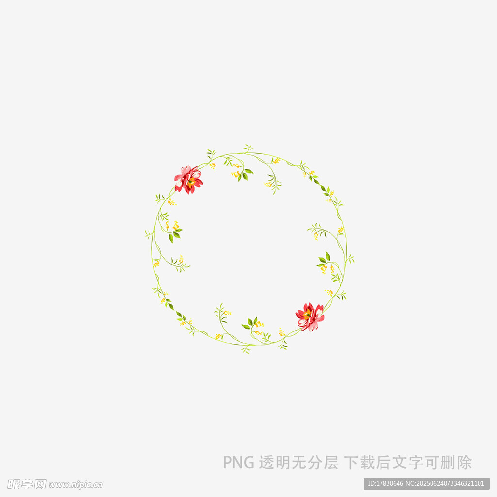 手绘花卉花环图案设计