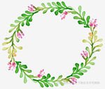 手绘花卉绿叶装饰花环