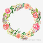 水彩花卉花环图案设计