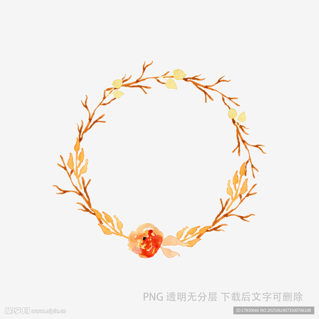 金色花卉花环插画