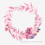 粉色花卉花环插画