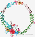 手绘多彩花卉环形装饰图案