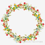 彩色花卉环形装饰图案