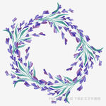 紫色花卉花环水彩插画