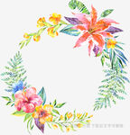 水彩花卉花环装饰图案