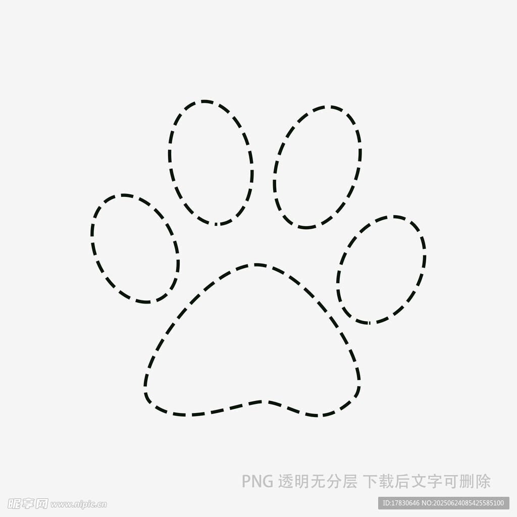 虚线勾勒的动物爪印图案