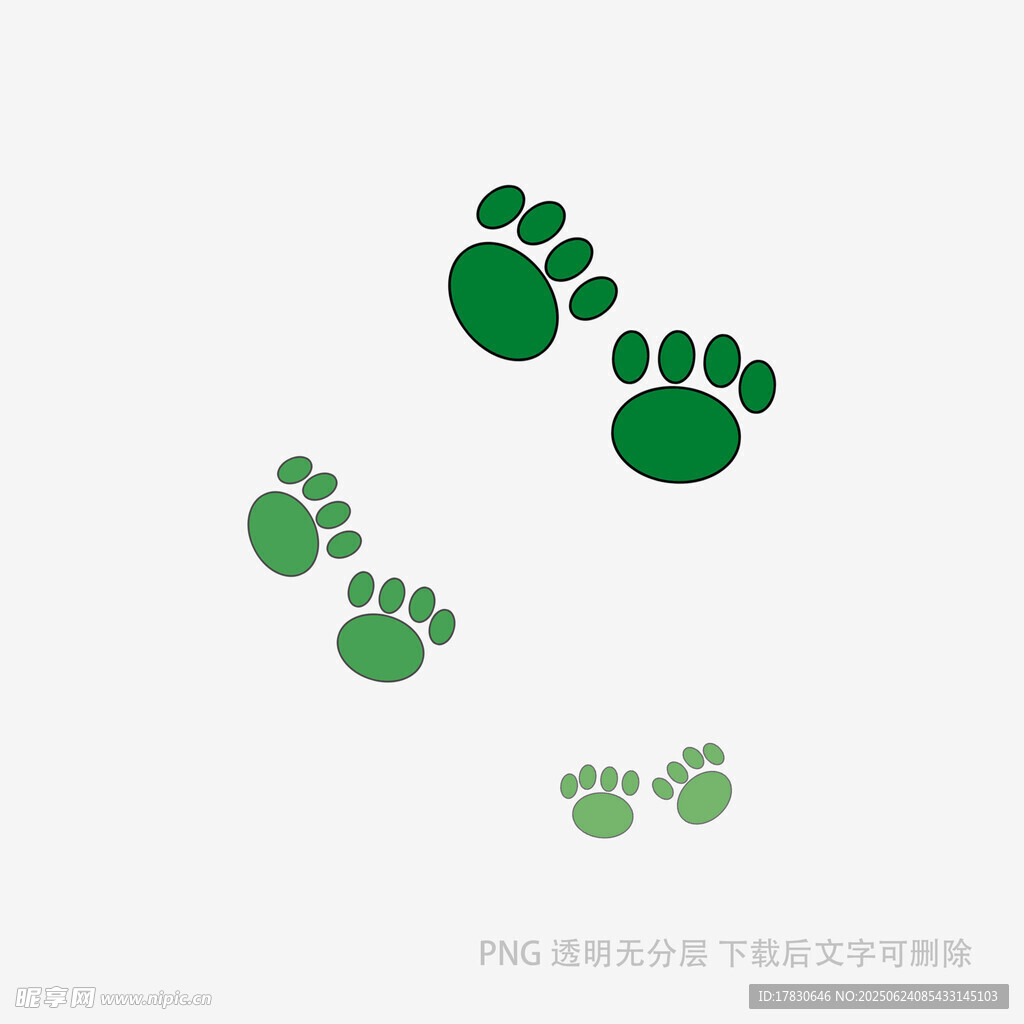 绿色可爱动物爪印图案