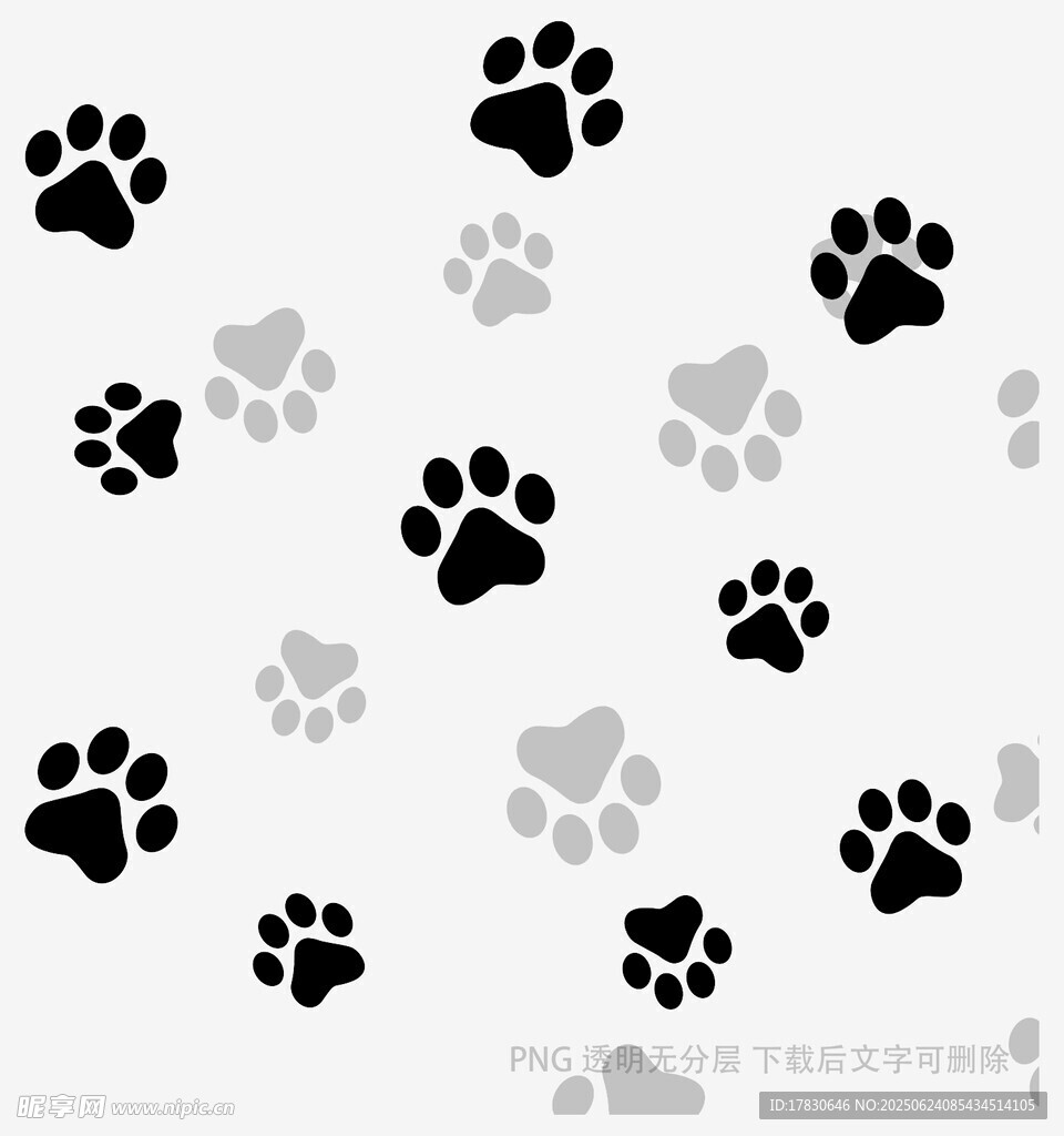 黑白猫狗爪印图案素材