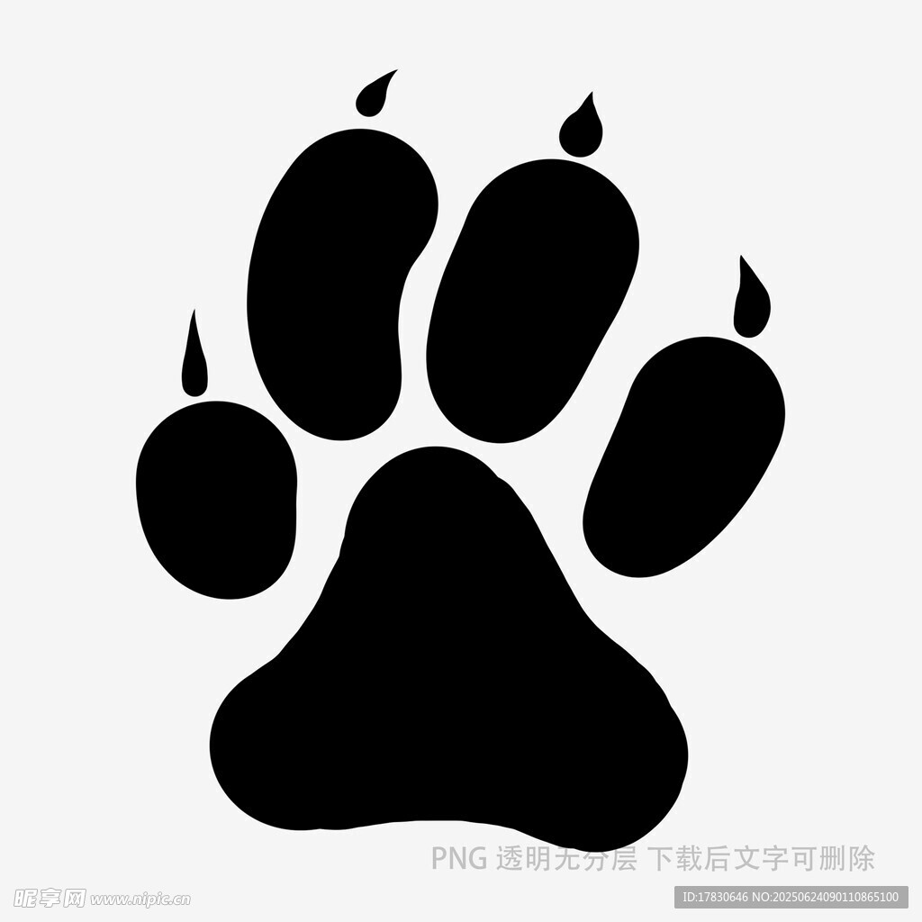 简约黑色动物爪印图案