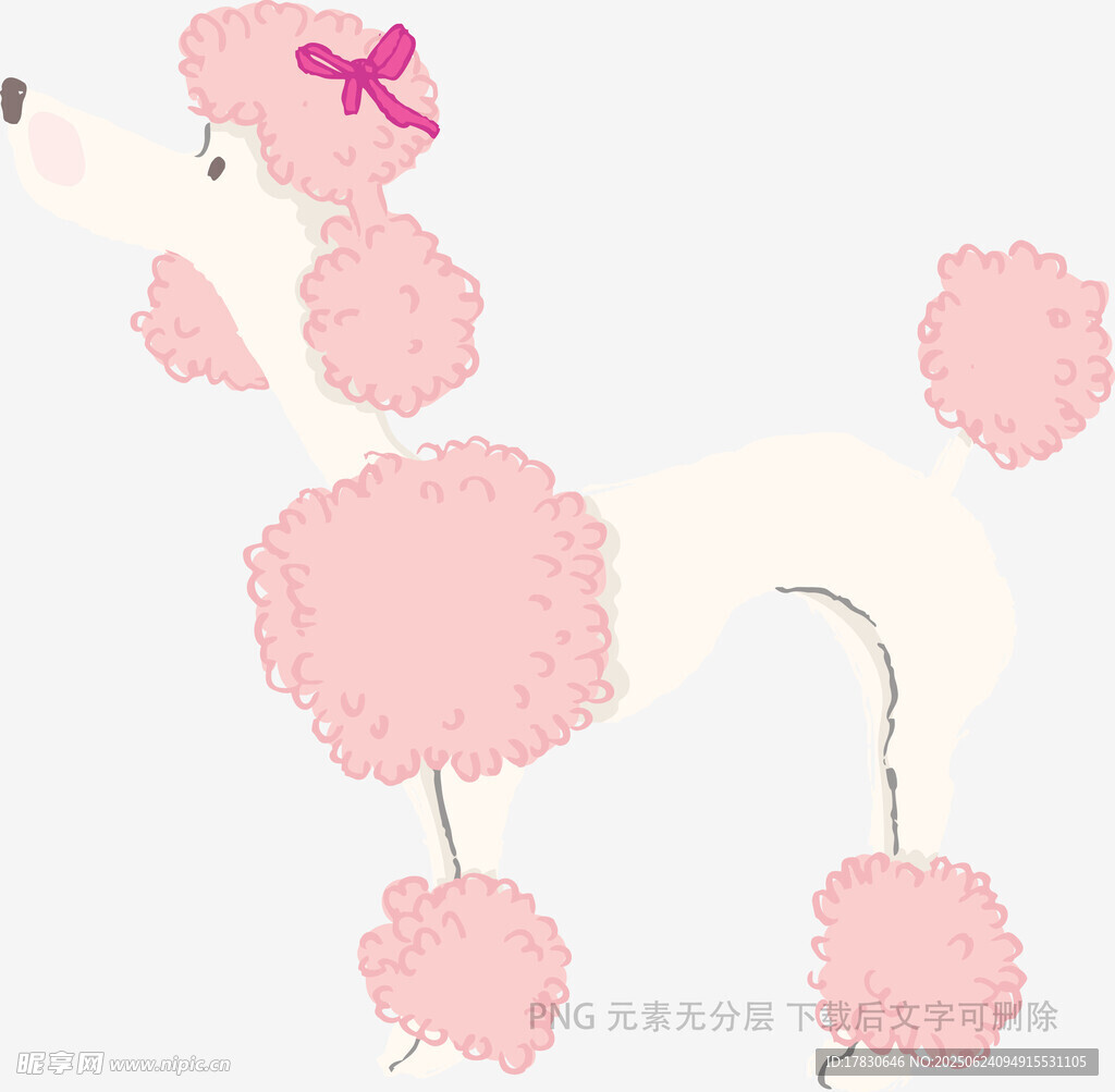 可爱粉色贵宾犬插画