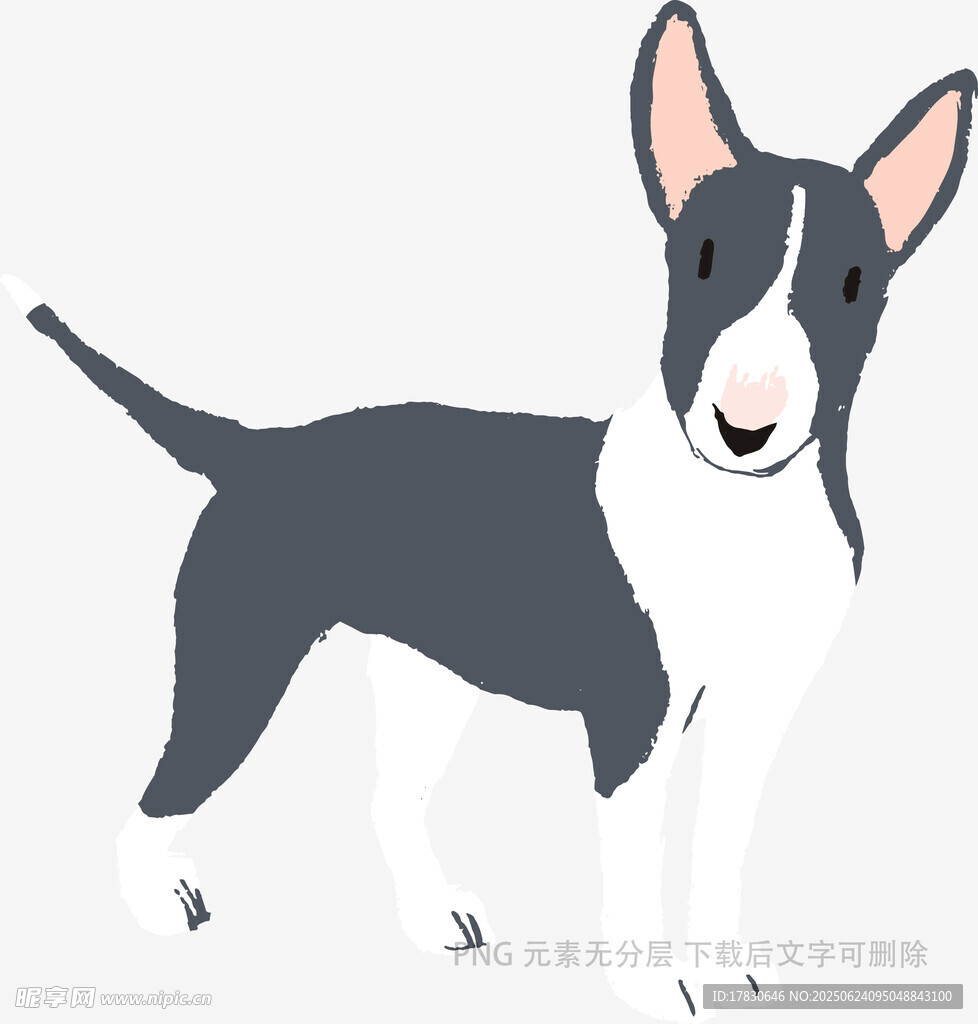 站立的黑白牛头梗