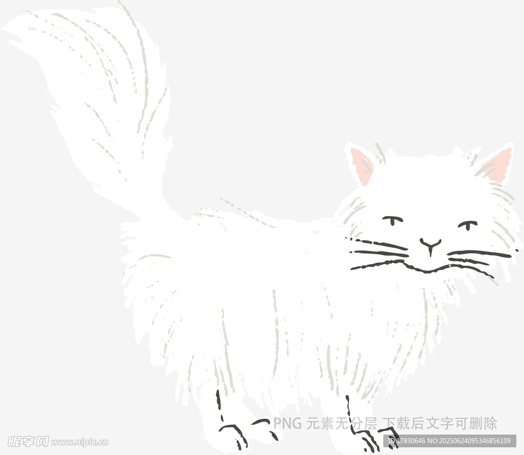 可爱站立白猫插画