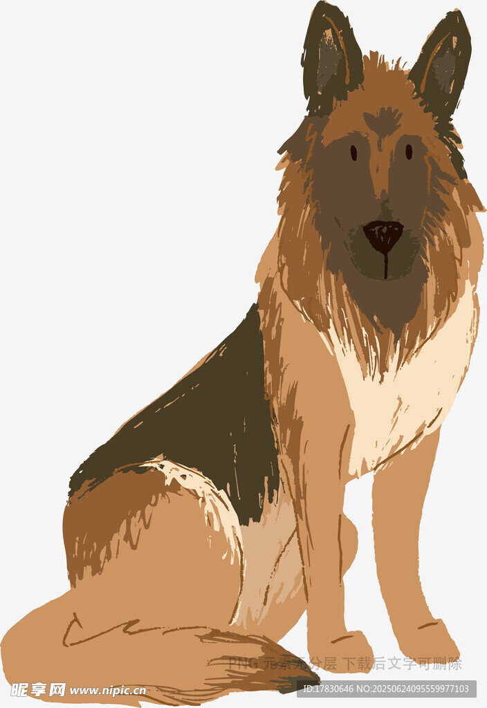 坐着的德国牧羊犬插画