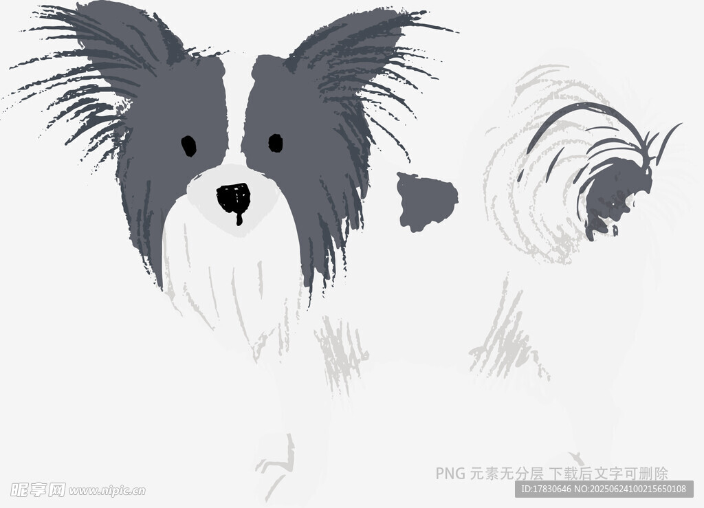 可爱蝴蝶犬插画